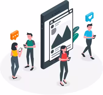 drawn people with smartphones